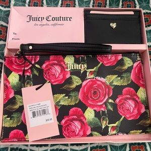 NWT Juicy Couture Floral Wristlet n Card Holder Gift Set